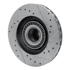 Ford Explorer Brake Rotor (1) - Front Left - R1 Concepts - Drilled & Slotted - Silver - `95-`11